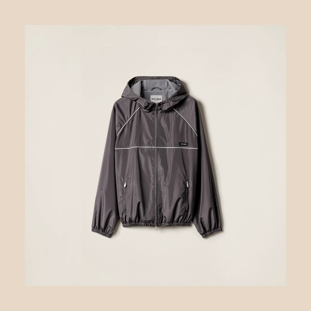 Technical Silk Zipper Blouson Jacket — Silver Gray