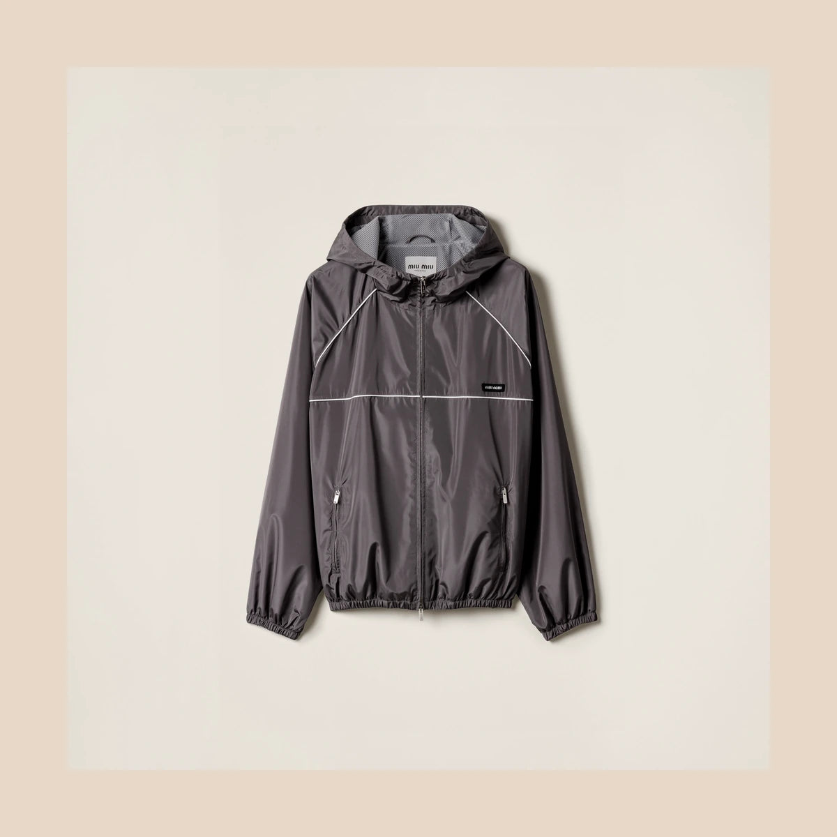 Technical Silk Zipper Blouson Jacket — Silver Gray