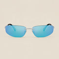 0MU A50S Oval Sunglasses -Silver-Light Green Mirror Blue