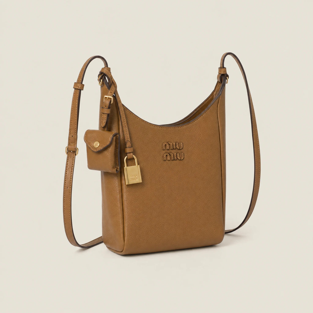 Small leather crossbody bag - Brown