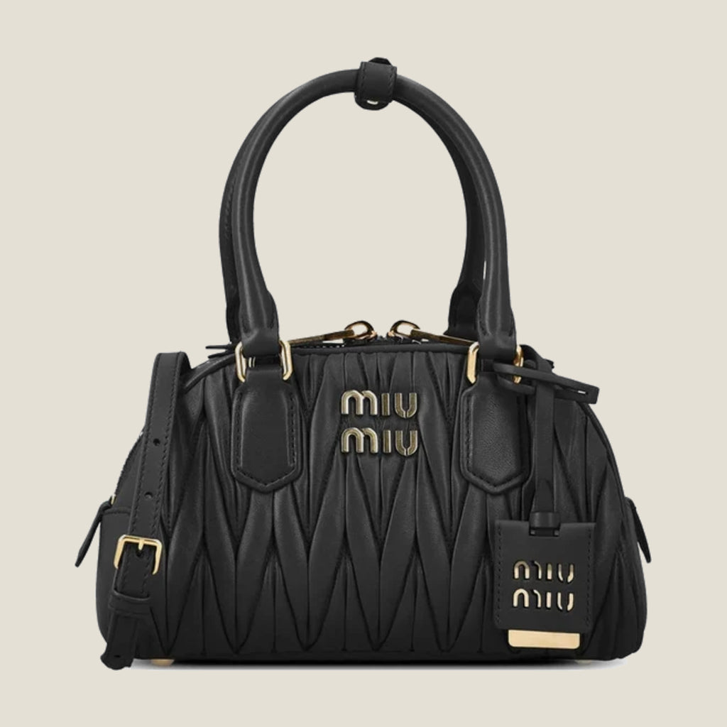 Arcadie small matelassé nappa leather handbag - Black