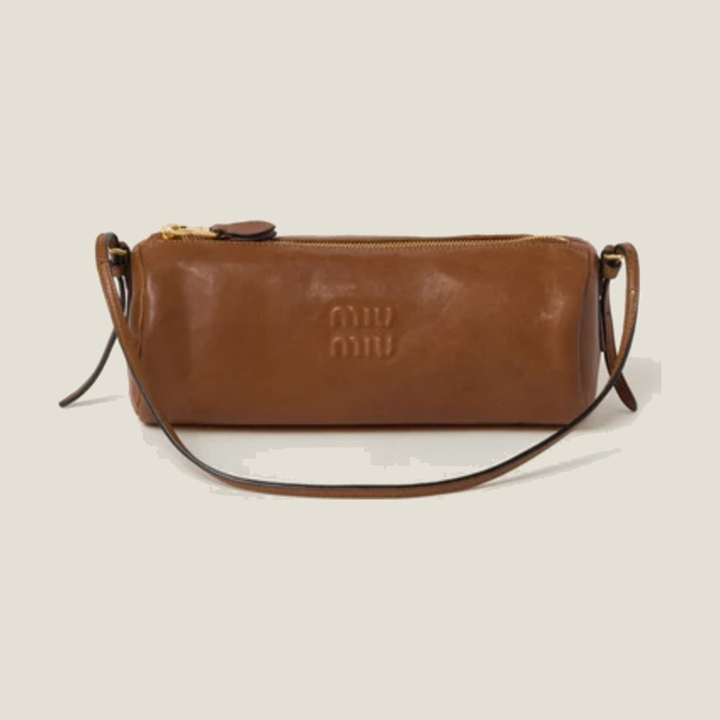 Nappa leather pouch-oak marron