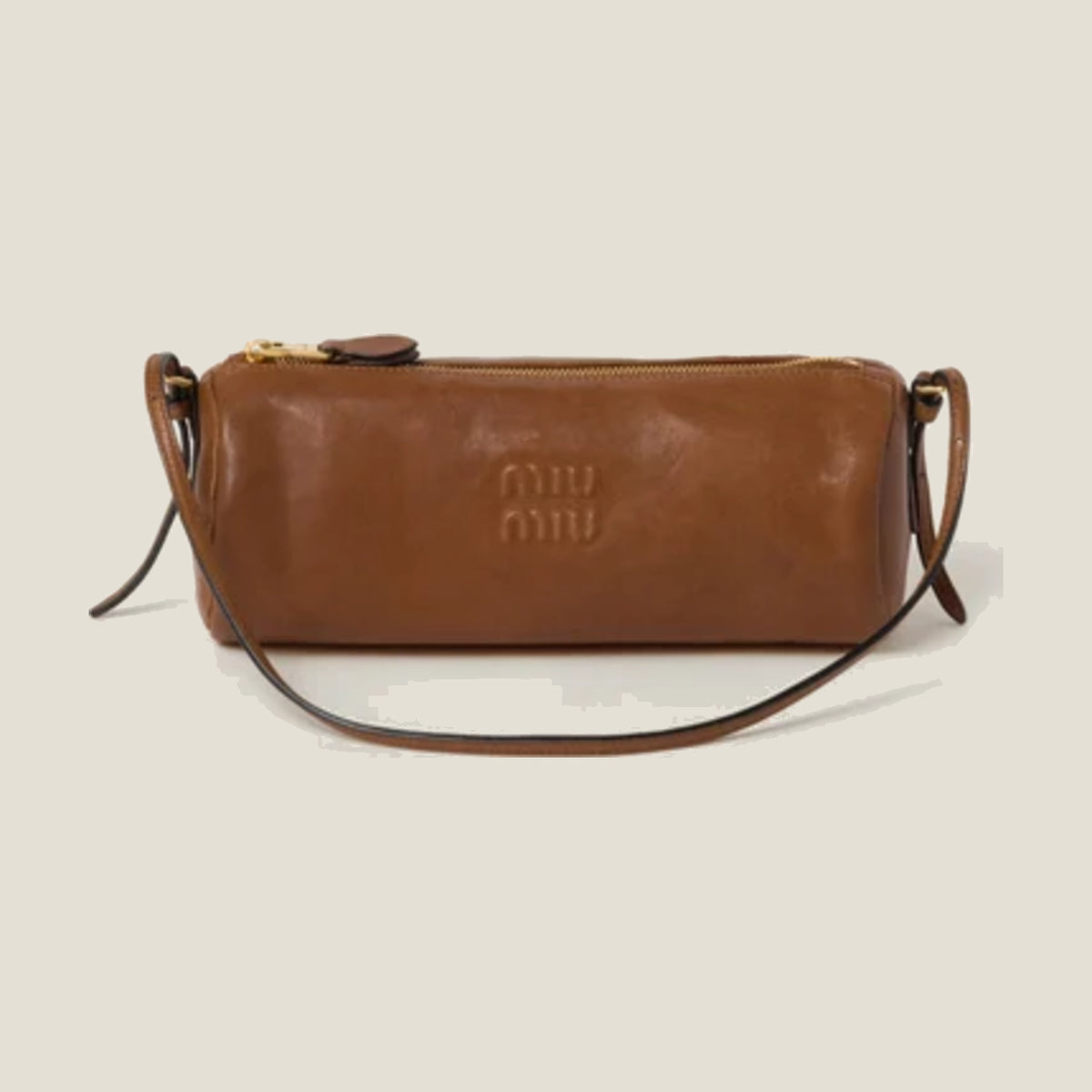 Nappa leather pouch-oak marron