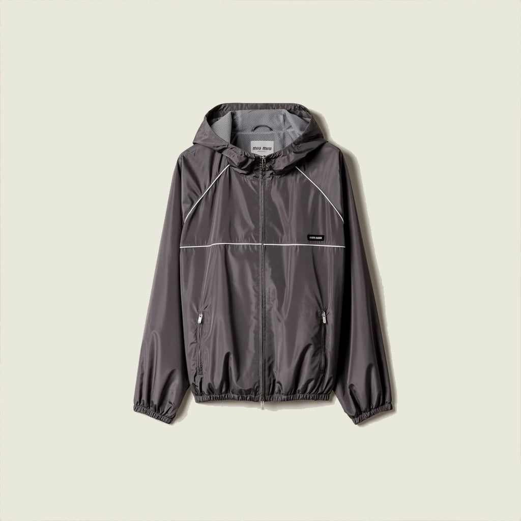 Technical Silk Zipper Blouson Jacket — Silver Gray