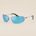 Oval A50S Sunglasses Eyewear -Silver-Light Green Mirror Blue