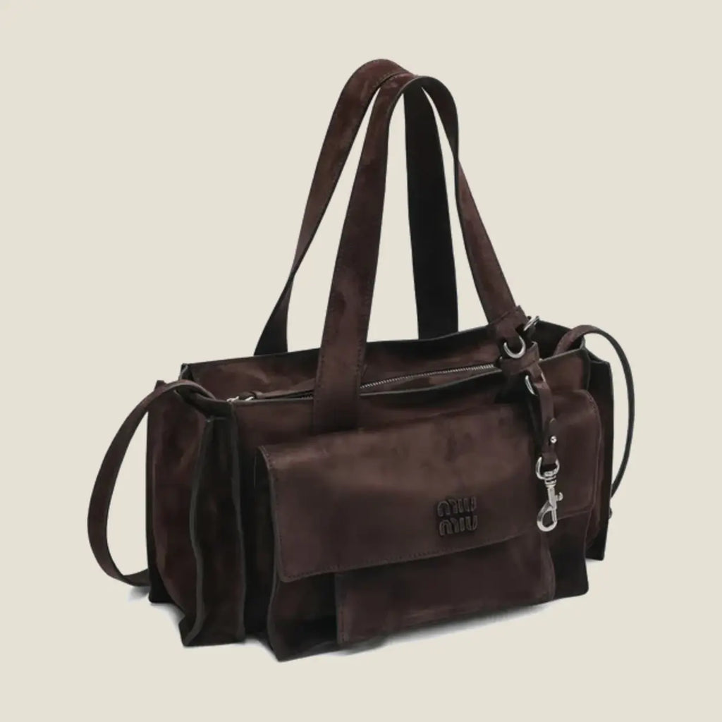 Utilitaire suede shopping bag - Dark Brown