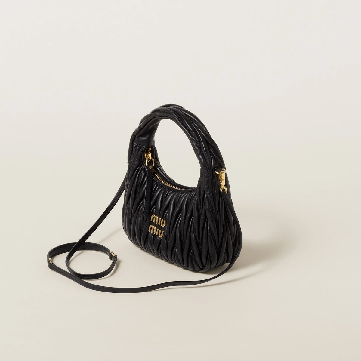 Wander Matelassé Hobo (Small) - Black