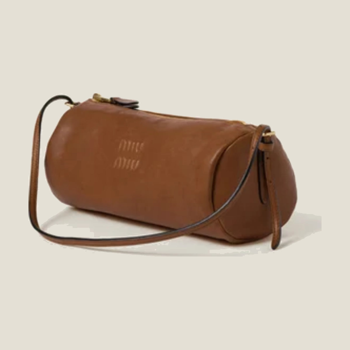 Nappa leather pouch-oak marron