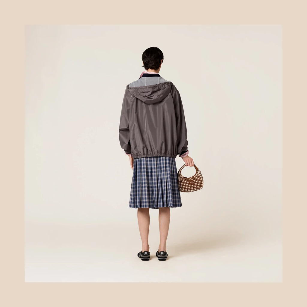 Technical Silk Zipper Blouson Jacket — Silver Gray