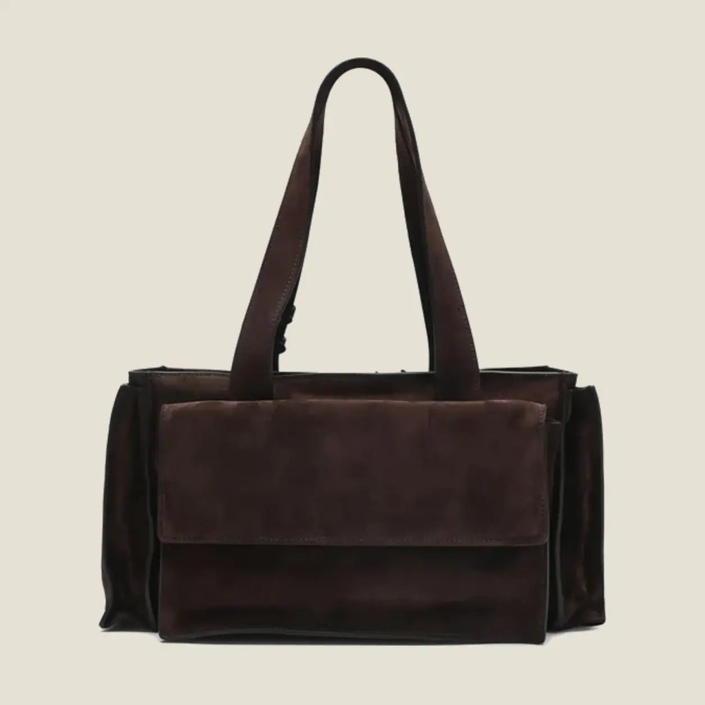 Utilitaire suede shopping bag - Dark Brown