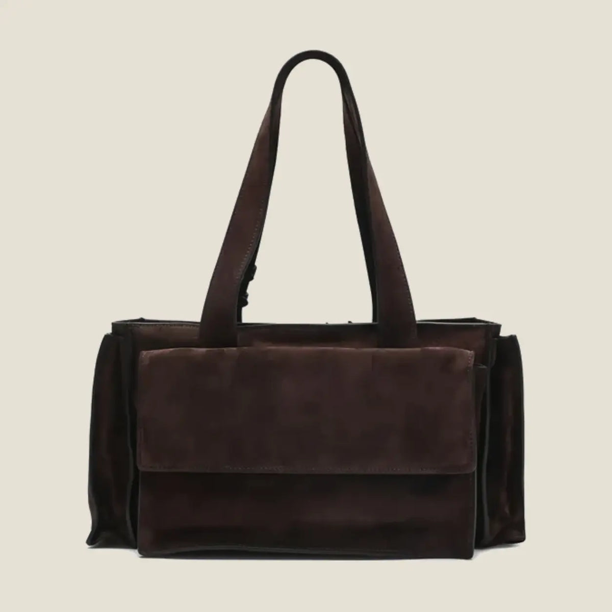 Utilitaire suede shopping bag - Dark Brown