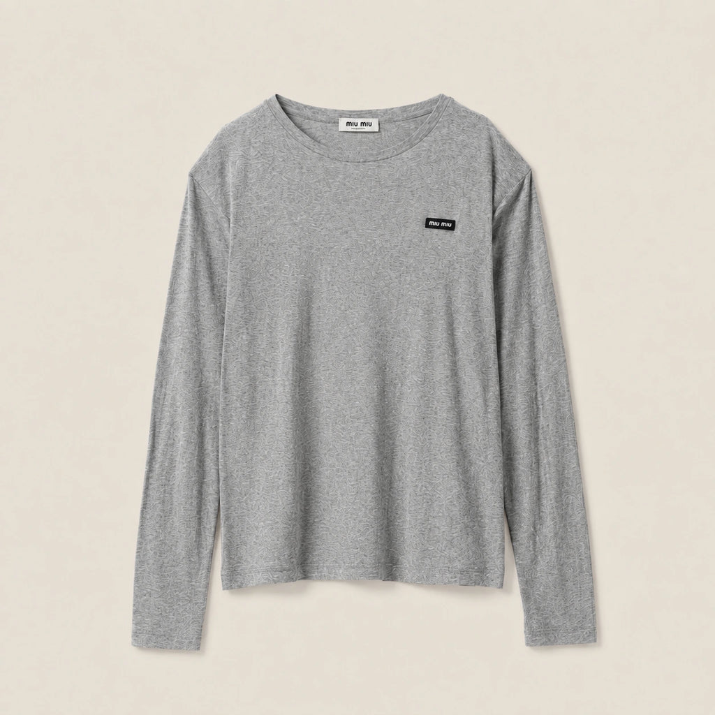 Long-Sleeved Ribbed Jersey T-Shirt