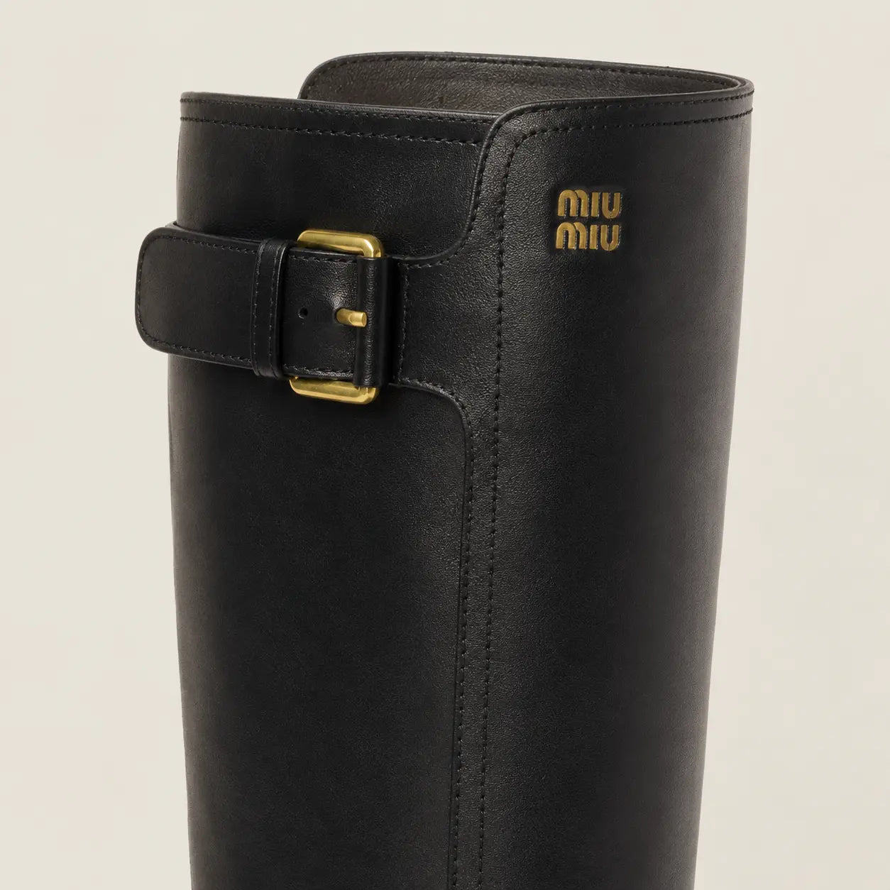 Black Leather Lug-Sole Riding Boots