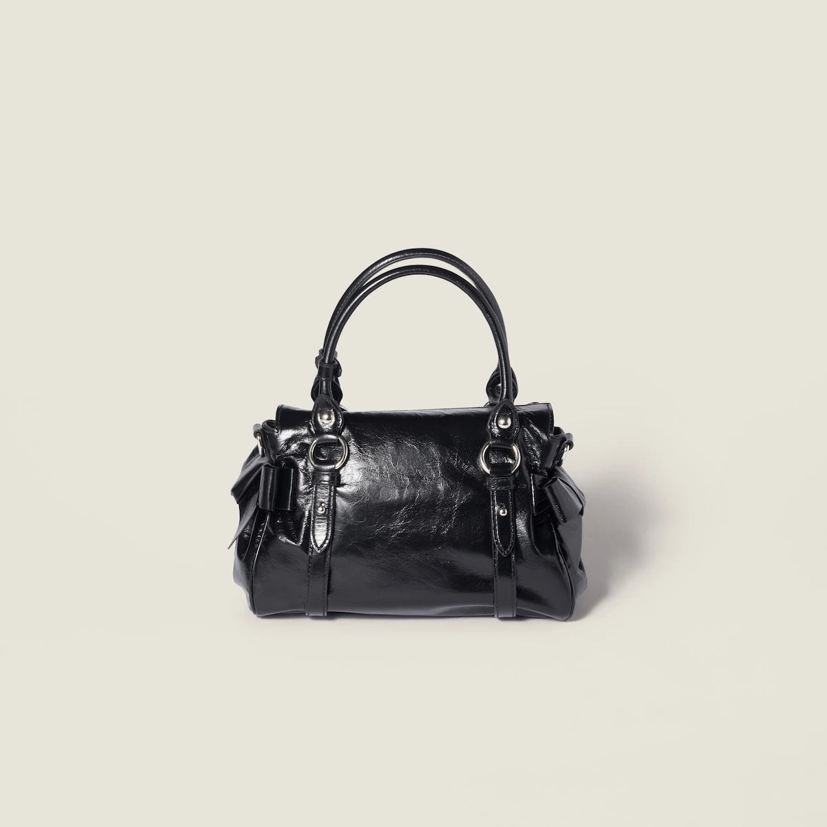 Shiny leather top-handle bag