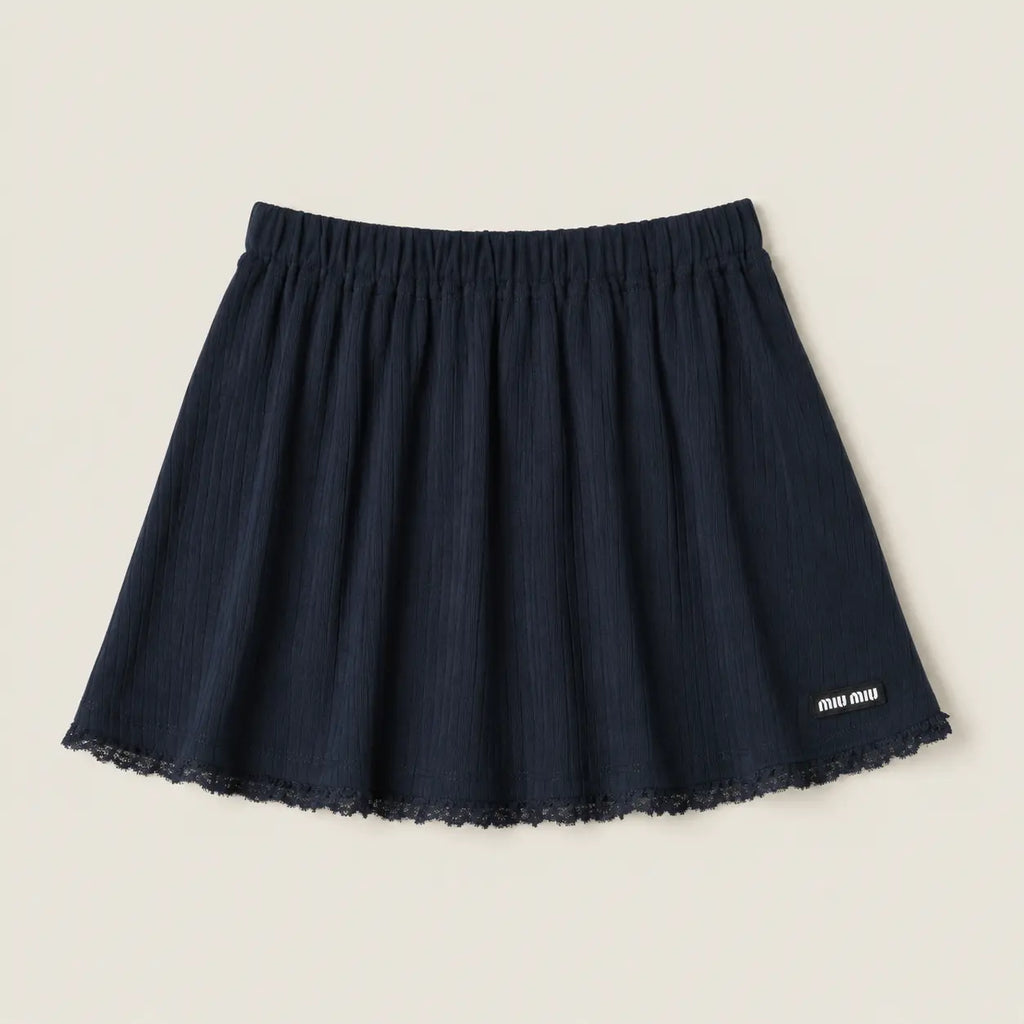 Navy Ribbed Tank Top and Skirt Set