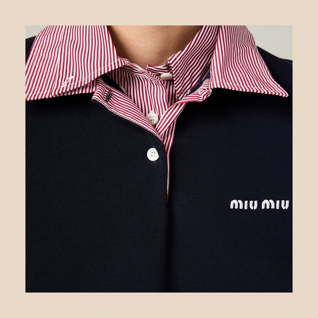 Cotton Piqué Polo Shirt — Navy