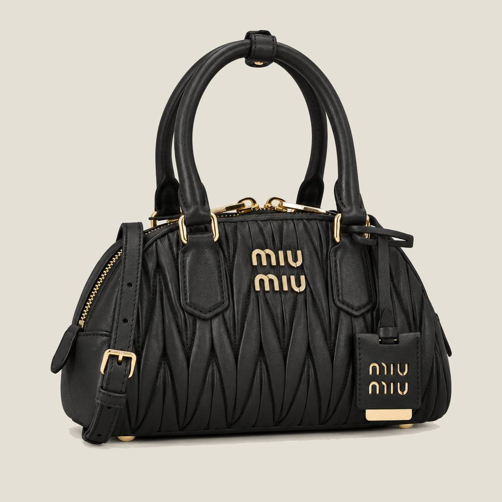 Arcadie small matelassé nappa leather handbag - Black