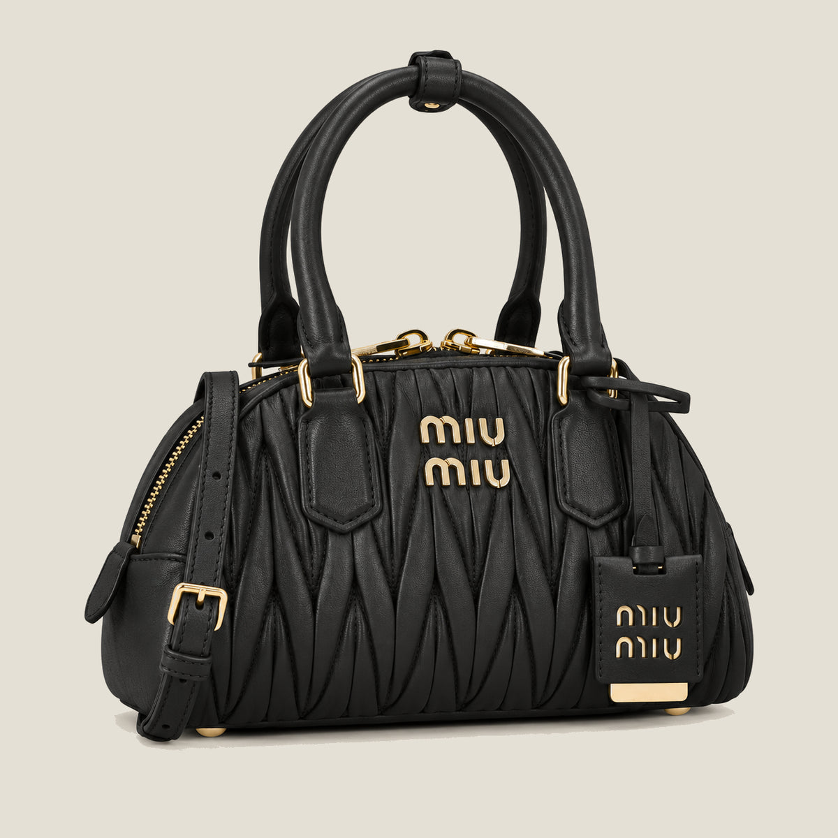 Arcadie small matelassé nappa leather handbag - Black