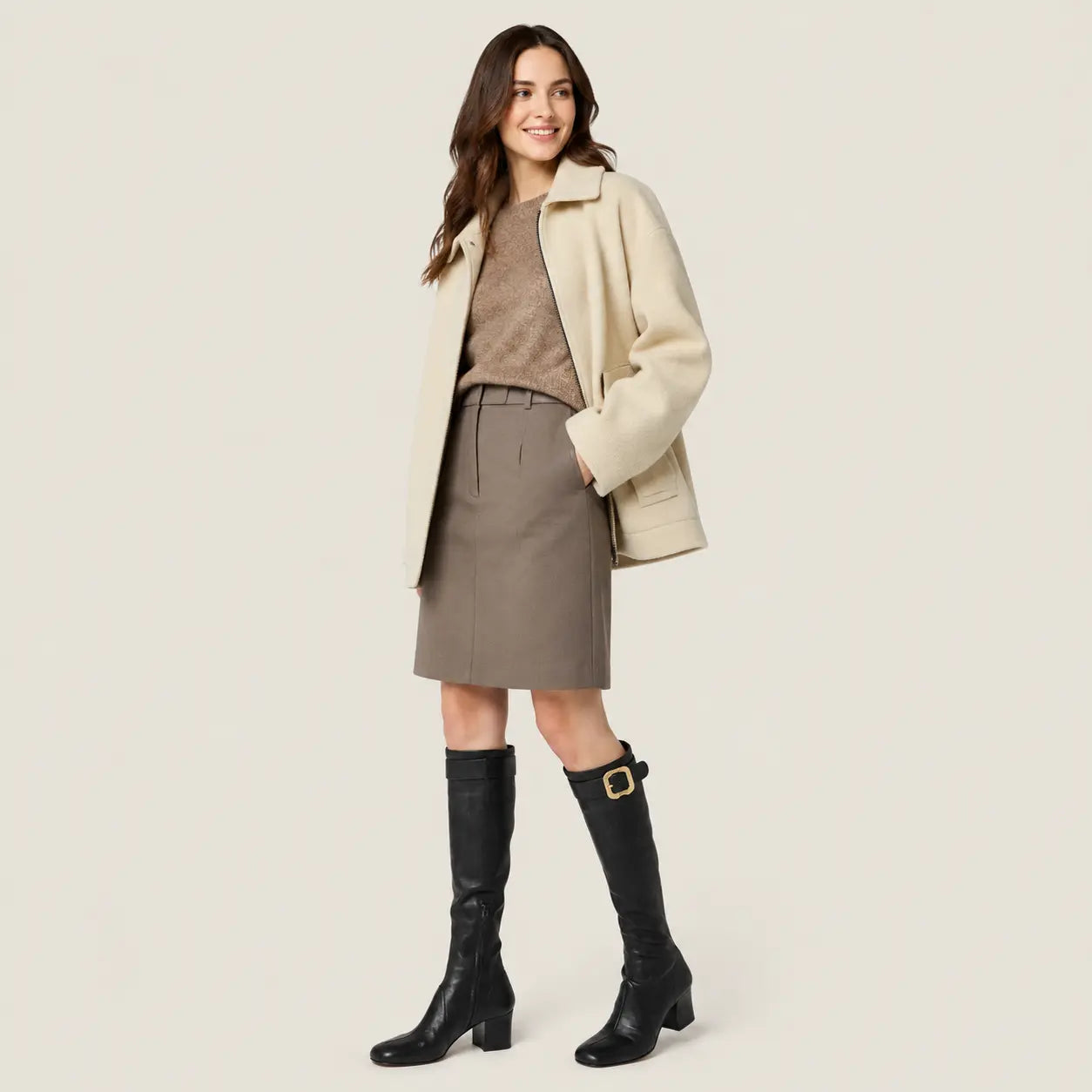 Black Nappa Leather Boots with Buckle