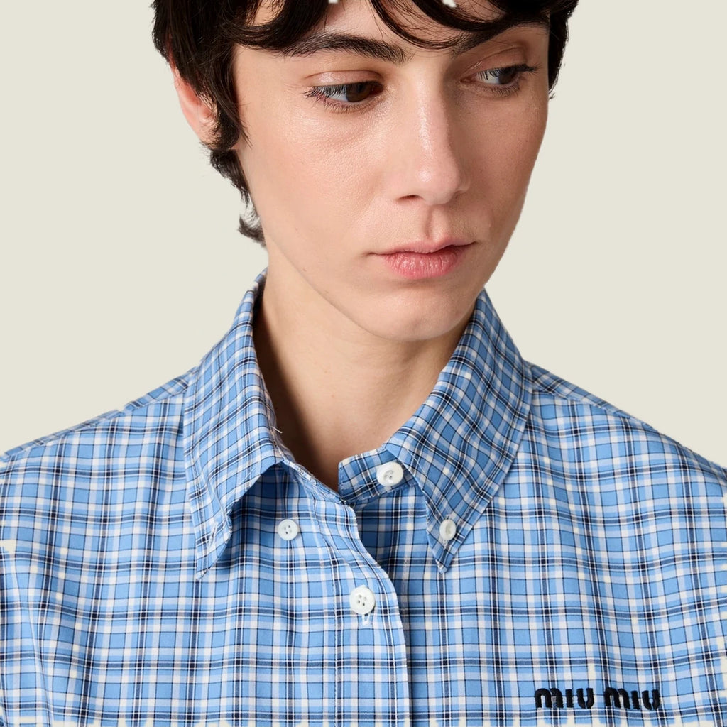 Pleated Checked Poplin Dress