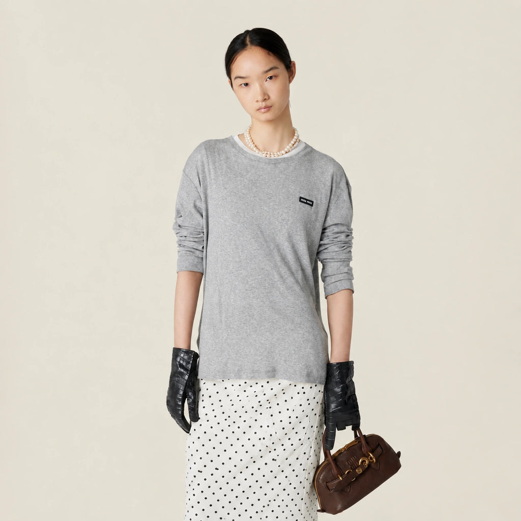 Long-Sleeved Ribbed Jersey T-Shirt