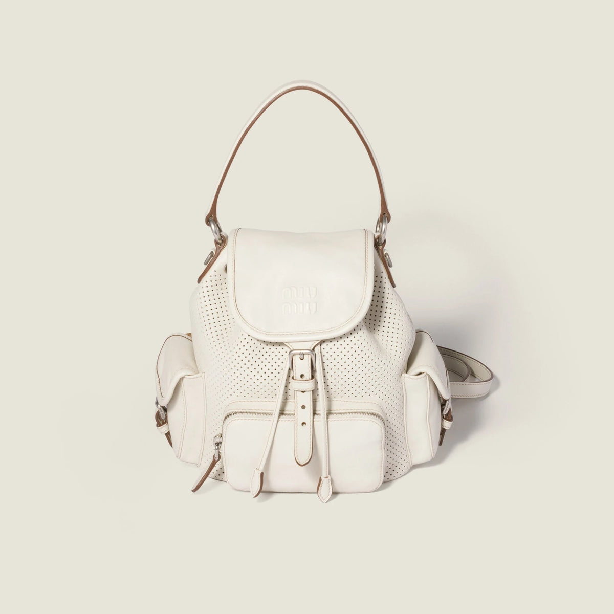 Leather backpack - Chalk White