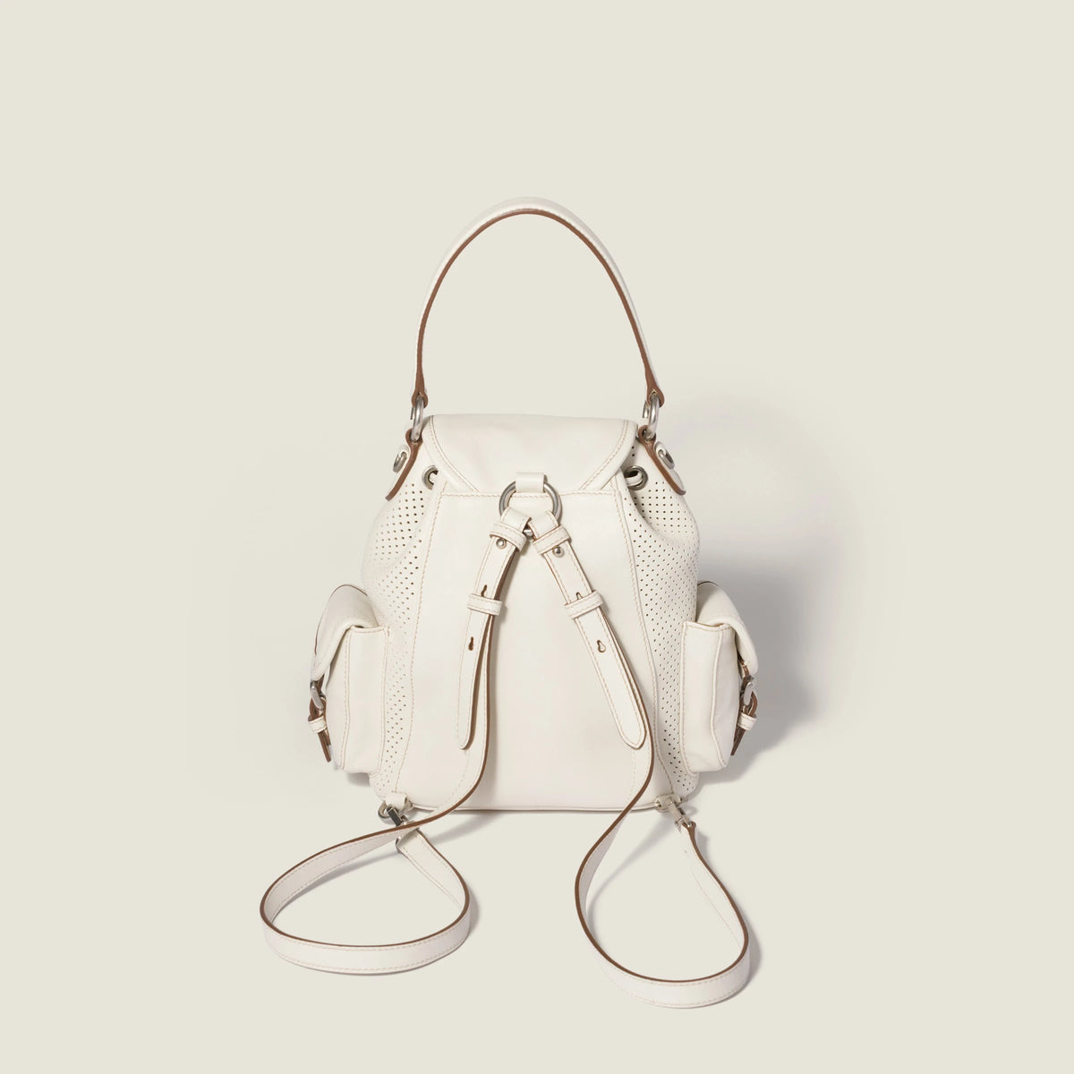 Leather backpack - Chalk White