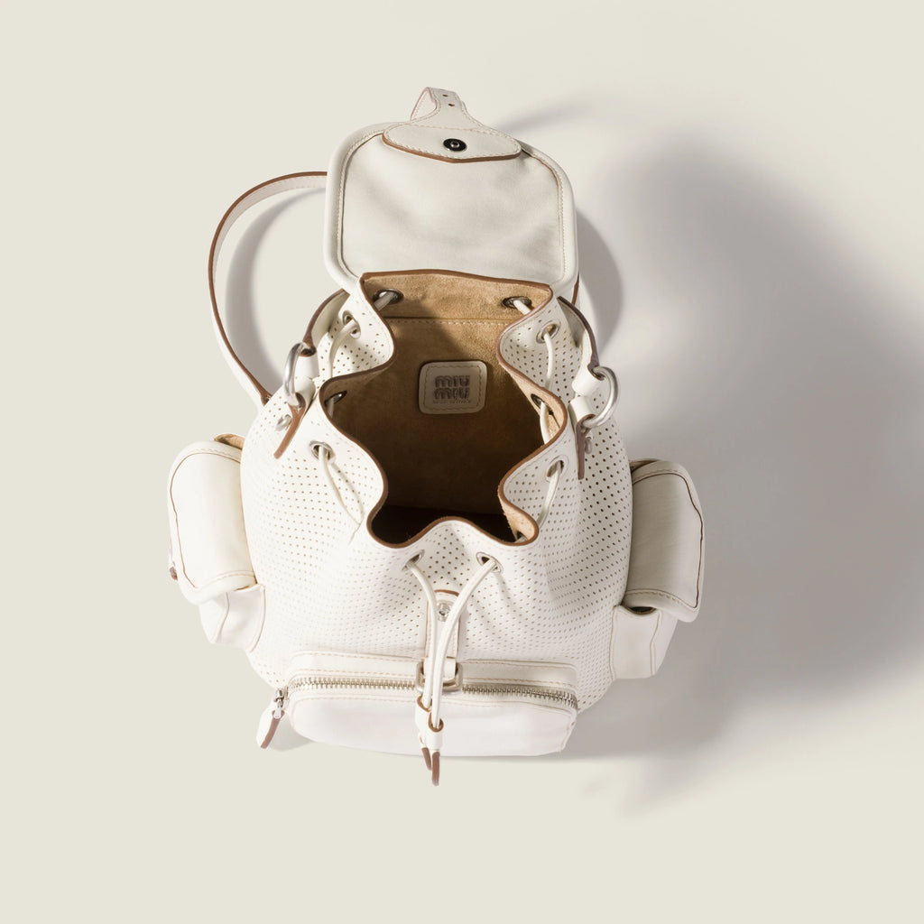Leather backpack - Chalk White