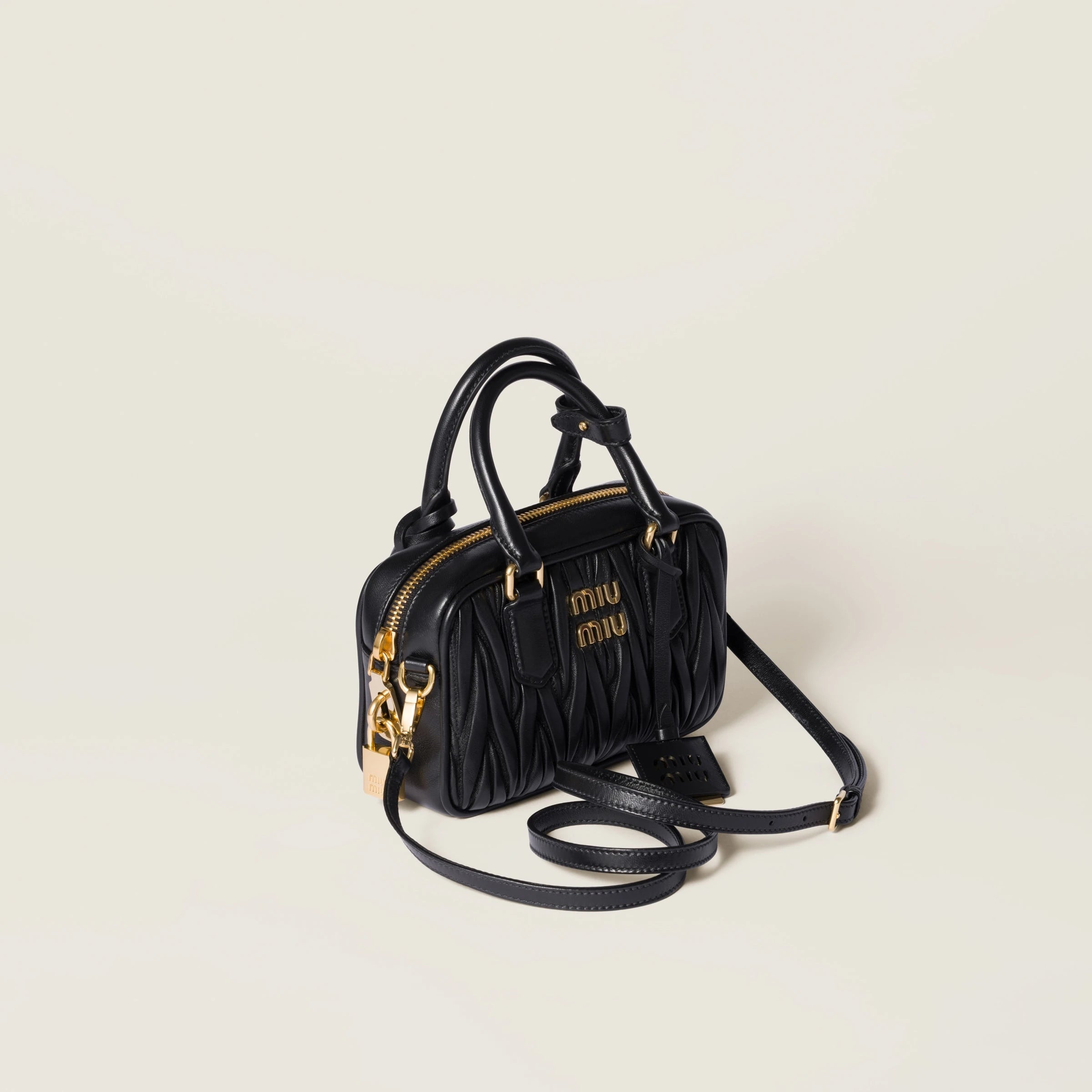 Arcadie matelassé nappa leather bag - Black