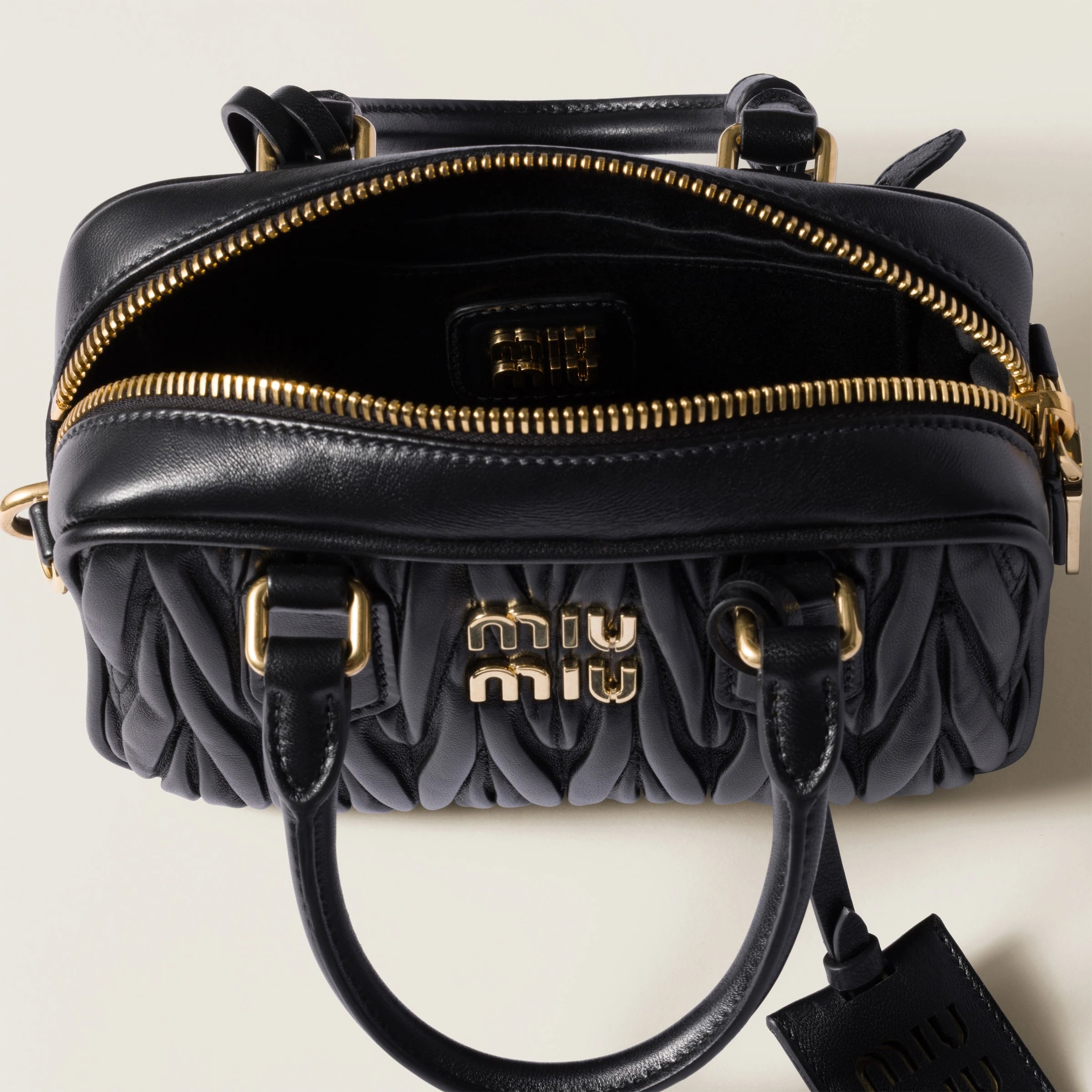 Arcadie matelassé nappa leather bag - Black