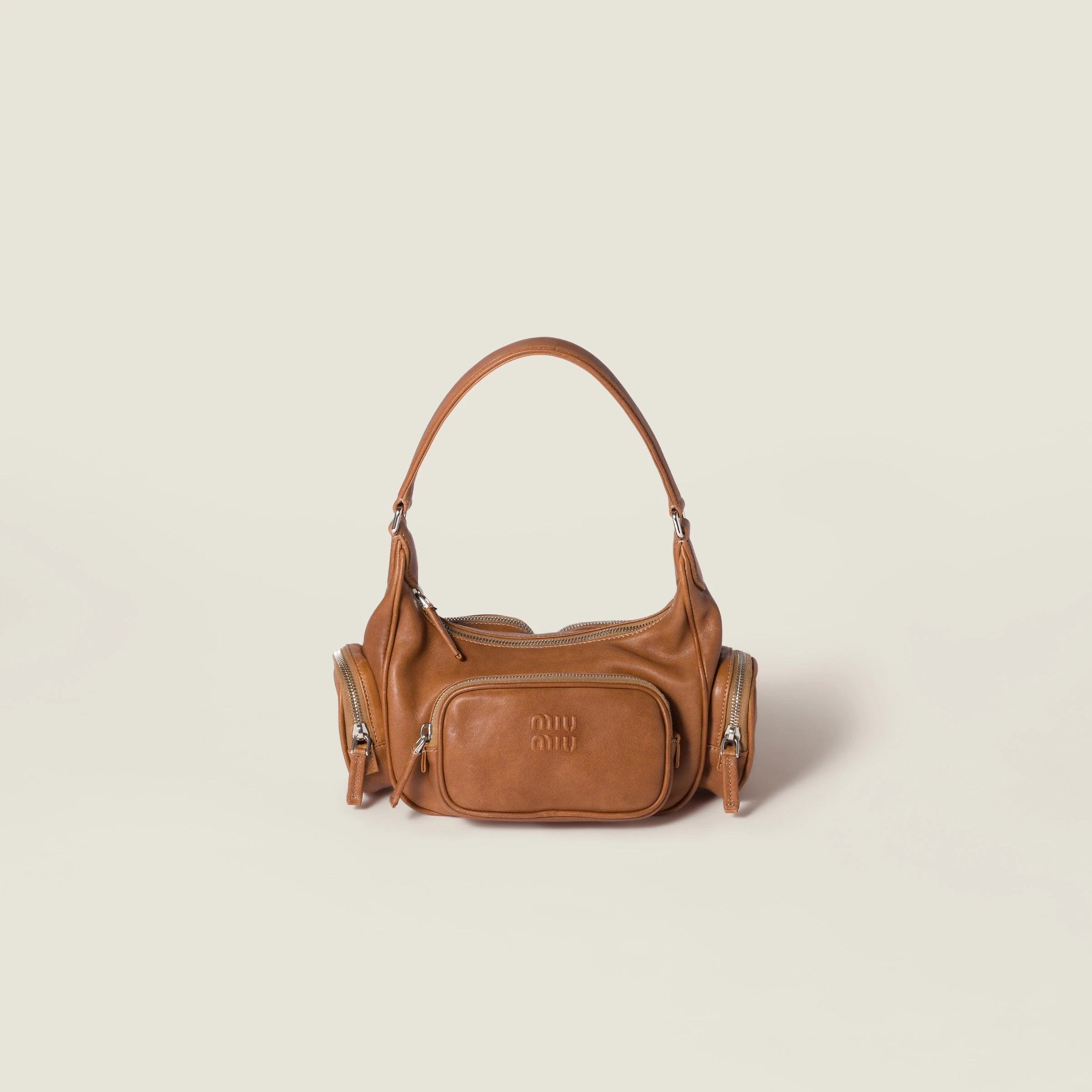 Pocket nappa leather bag - Caramel