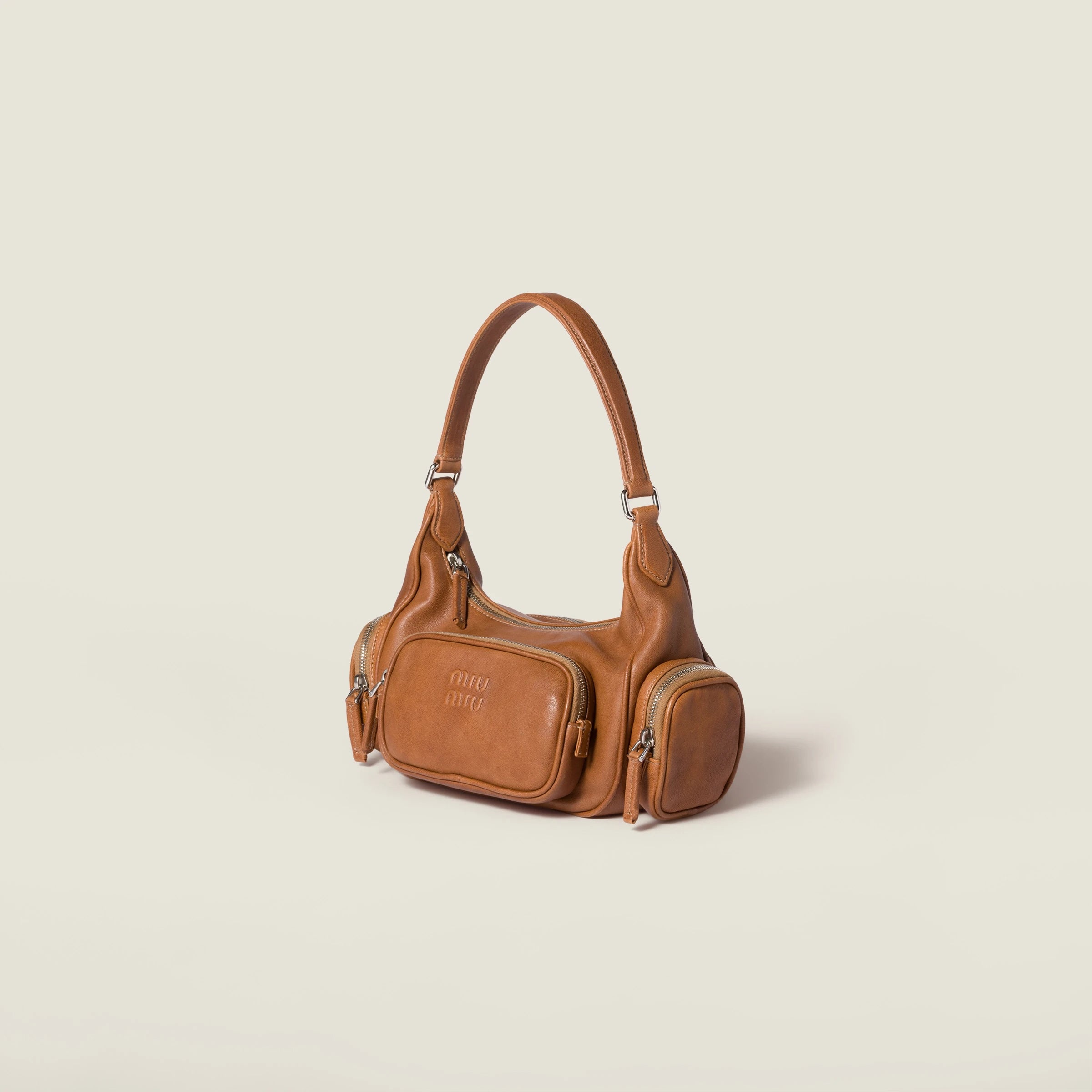 Pocket nappa leather bag - Caramel