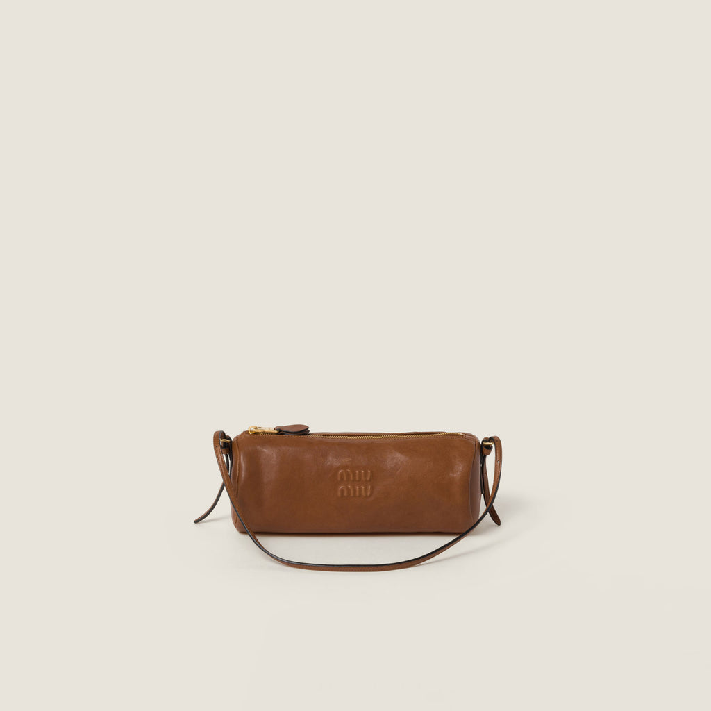 Nappa leather pouch-oak marron