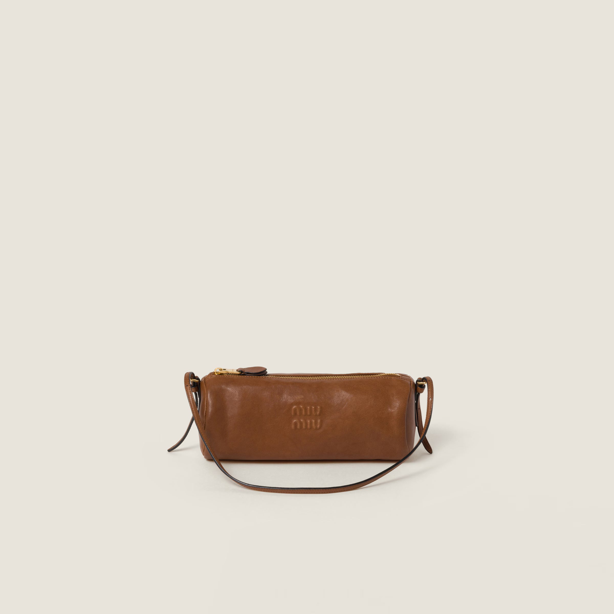 Nappa leather pouch-oak marron