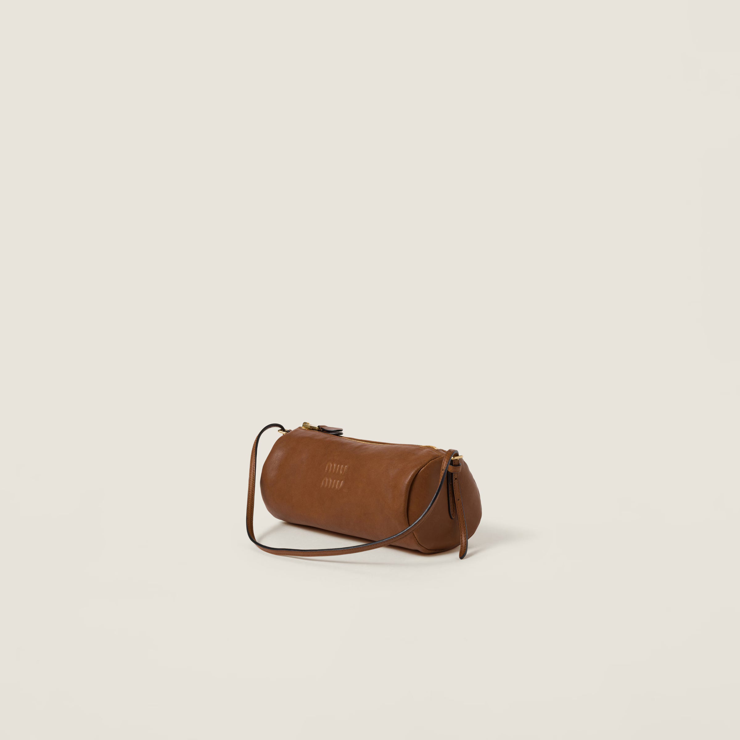 Nappa leather pouch-oak marron