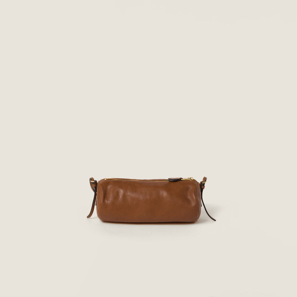 Nappa leather pouch-oak marron