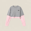 Layered Cotton Jersey T-Shirt — Grey & Begonia Pink