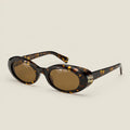 B09S Sunglasses - Brown Rounded-Frame