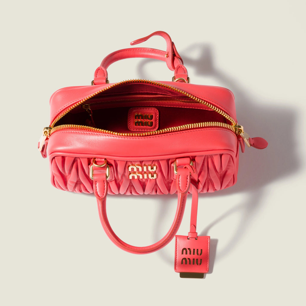 Arcadie matelassé nappa leather bag - Coral — view 4