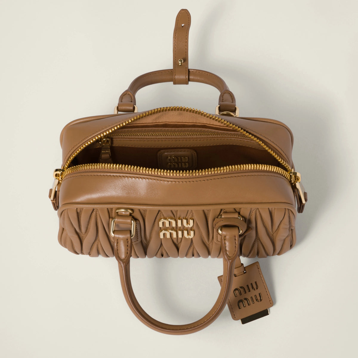 Arcadie matelassé nappa leather bag - Caramel — view 4