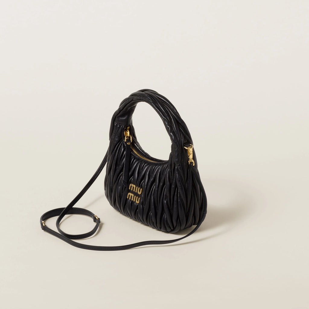 Wander matelassé nappa leather hobo bag - Black — view 2