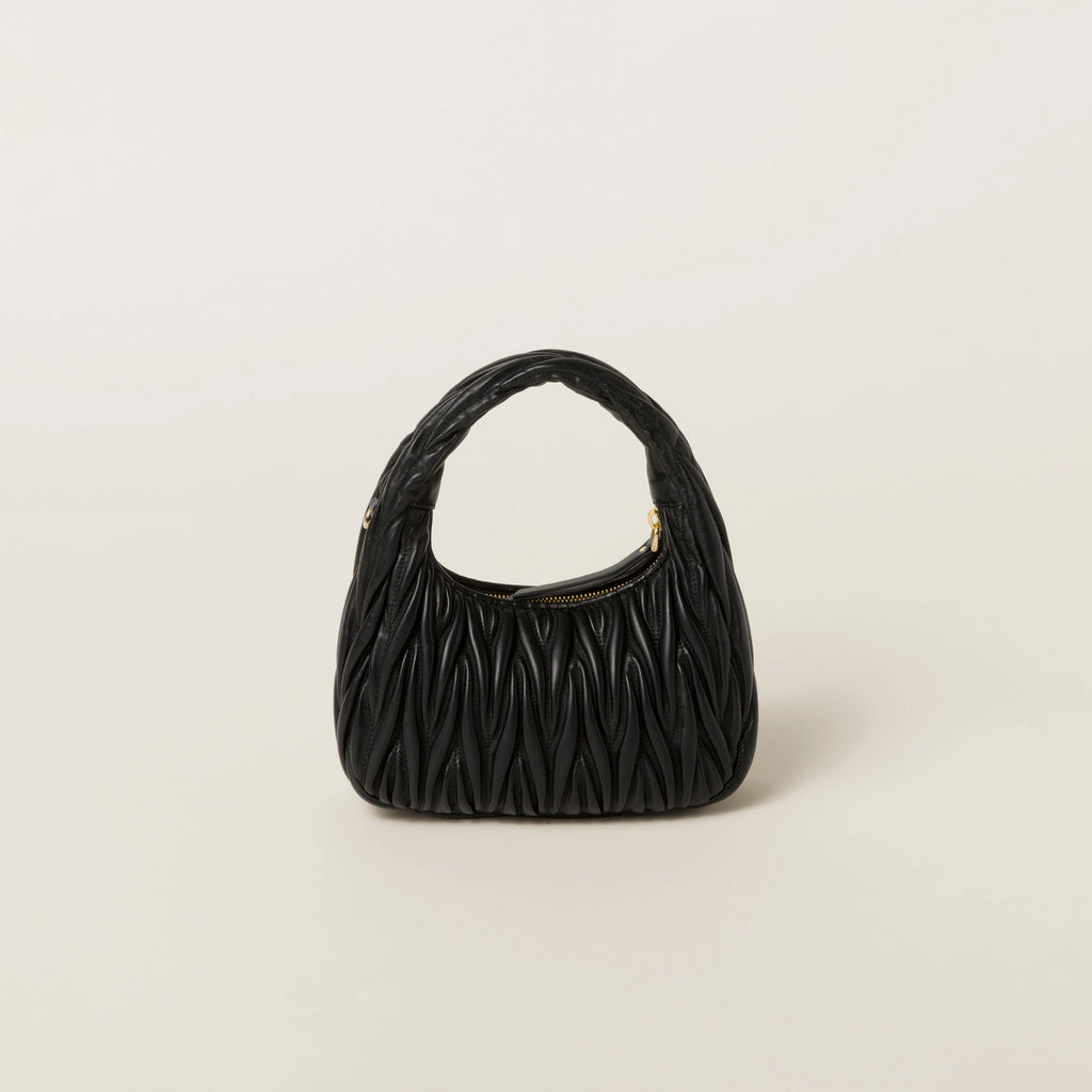 Wander matelassé nappa leather hobo bag - Black — view 3