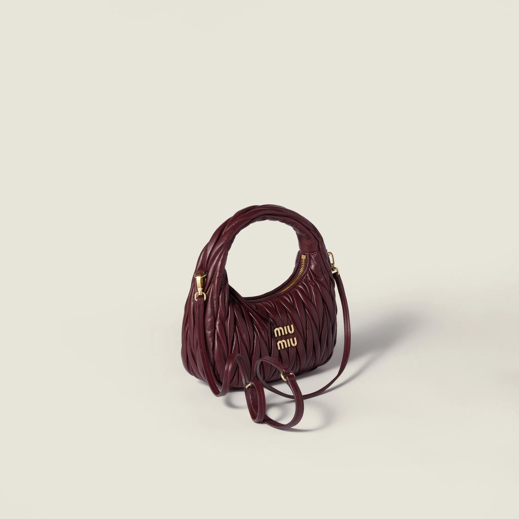 Wander matelassé nappa leather hobo bag - Burgundy — view 2