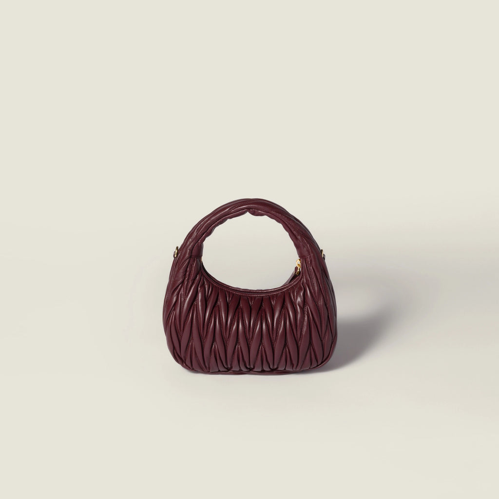 Wander matelassé nappa leather hobo bag - Burgundy — view 3