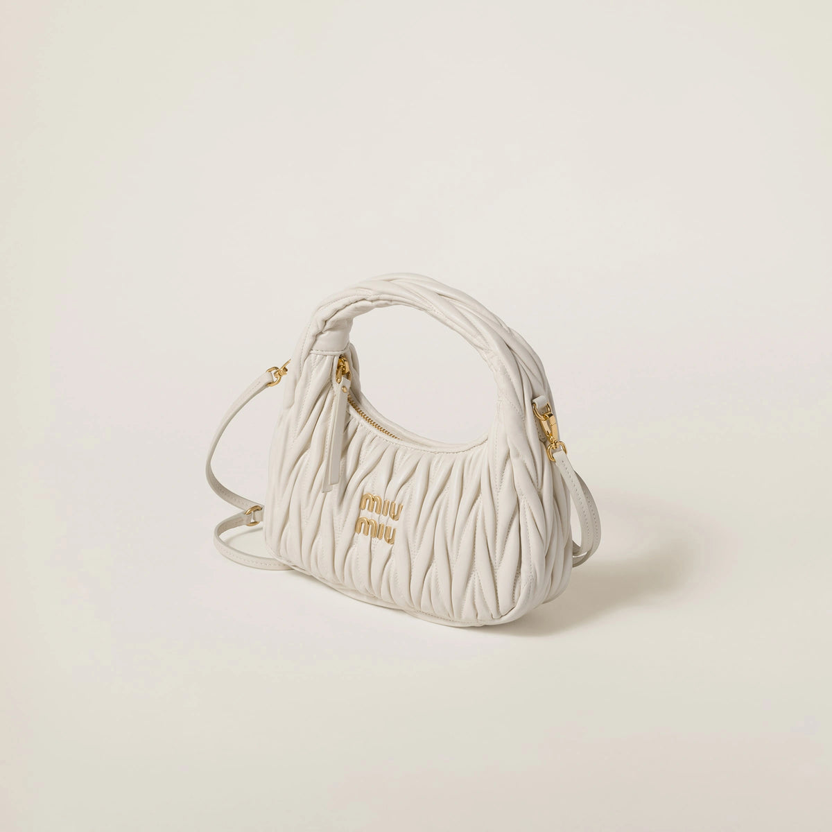 Wander matelassé nappa leather hobo bag - White — view 2