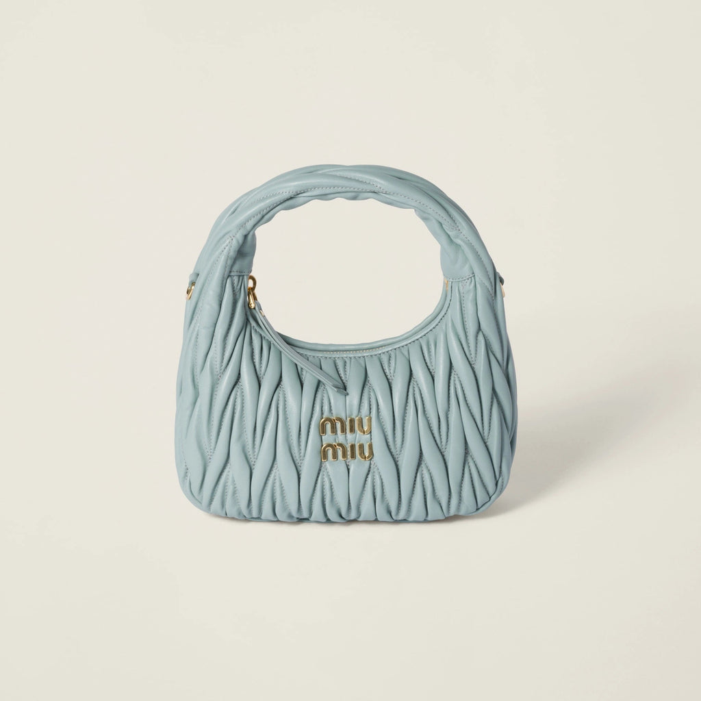Wander matelassé nappa leather hobo bag - Powder Blue — view 1
