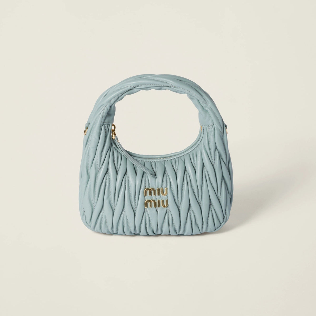 Wander matelassé nappa leather hobo bag - Powder Blue — view 1