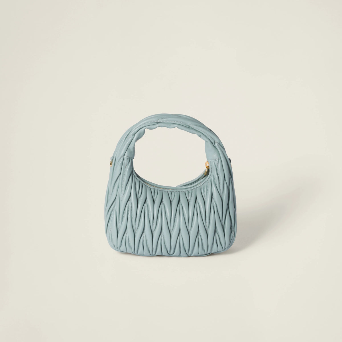 Wander matelassé nappa leather hobo bag - Powder Blue — view 3