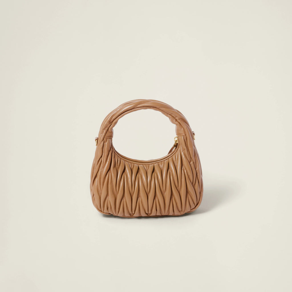 Wander matelassé nappa leather hobo bag - Caramel — view 3