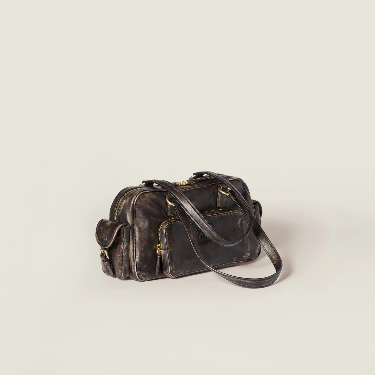 Pocket nappa leather top-handle bag - Coffee — view 2